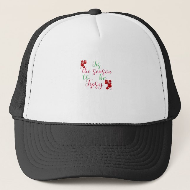 Tis The Season To Tipsy Christmas Trucker Hat (Front)