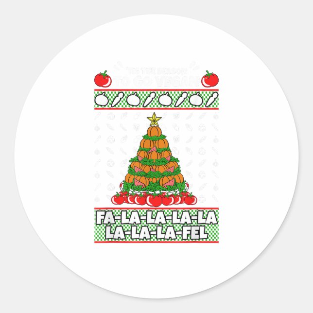 Tis The Season To Vegan Christmas Pajama X-Mas Veg Classic Round Sticker (Front)