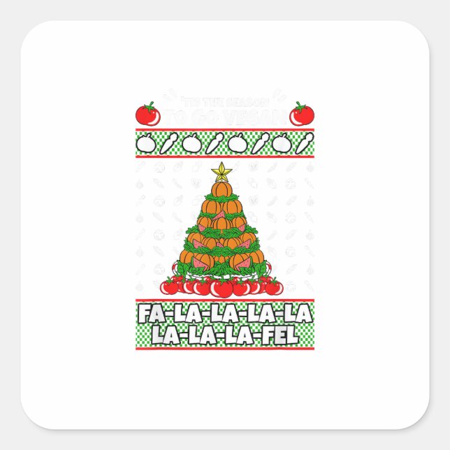 Tis The Season To Vegan Christmas Pajama X-Mas Veg Square Sticker (Front)