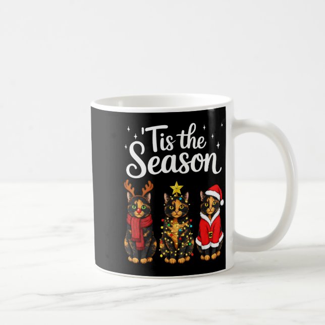 Tis The Season Tortoiseshell Cat Christmas Santa  Coffee Mug (Right)