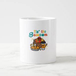 Tis The Season Turkey Coffee Retro Thanksgiving Fa Large Coffee Mug