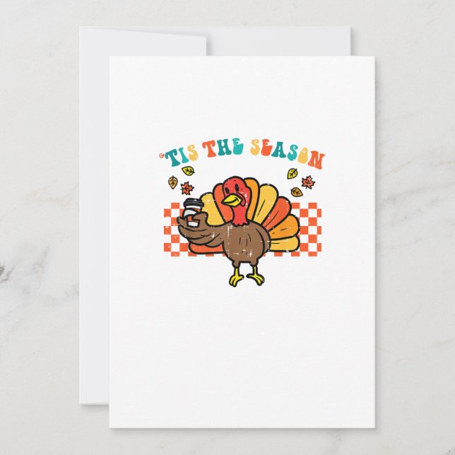 Tis The Season Turkey Coffee Thanksgiving Fall Men Holiday Card (Front)