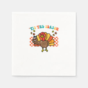 Tis The Season Turkey Coffee Thanksgiving Fall Men Napkin