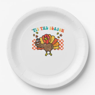 Tis The Season Turkey Coffee Thanksgiving Fall Men Paper Plate