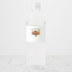 Tis The Season Turkey Coffee Thanksgiving Fall Men Water Bottle Label