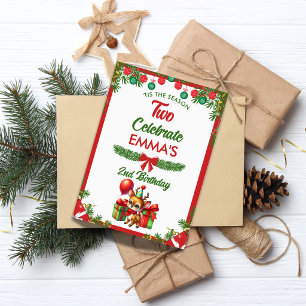 Tis The Season Two Celebrate 2nd Birthday Invite