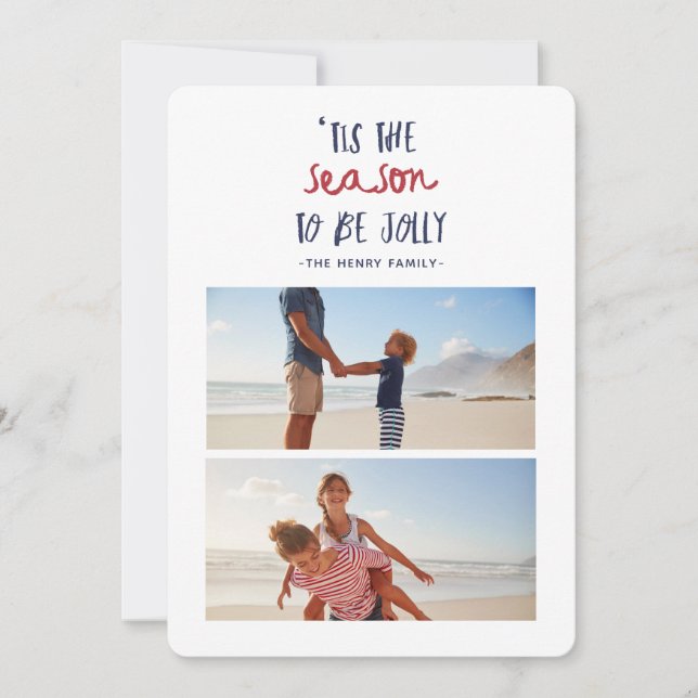 'tis the season two photo family christmas holiday card (Front)