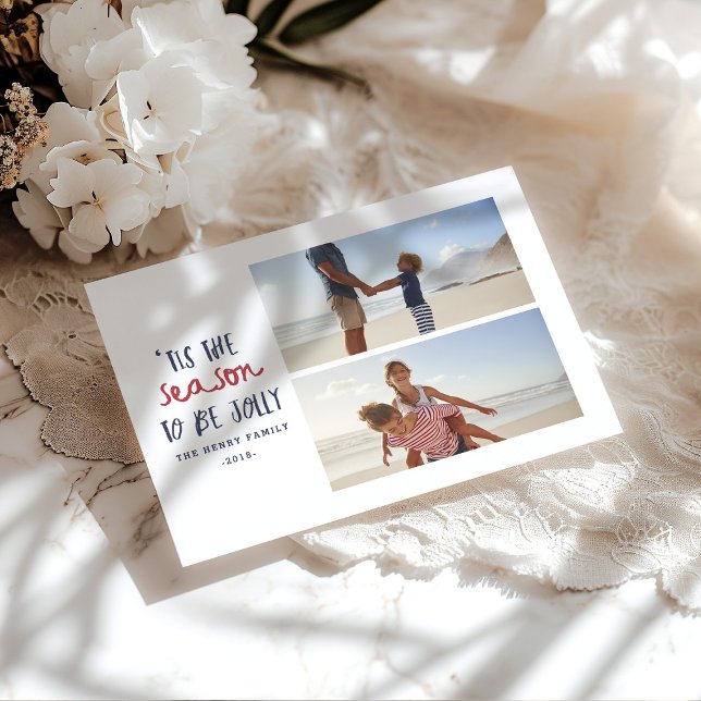 'tis the season two photo family christmas holiday card (Creator Uploaded)