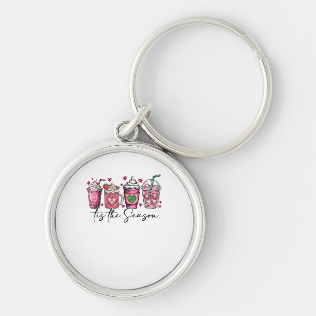Tis The Season Valentines Day Coffee Drink Valenti Key Ring (Front)