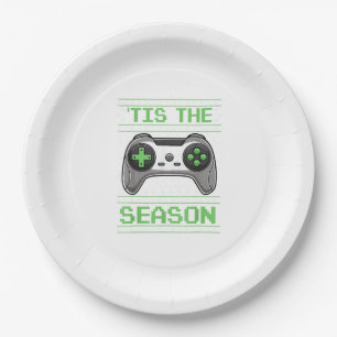 Tis The Season Video Games Christmas Xmas Gamer Paper Plate