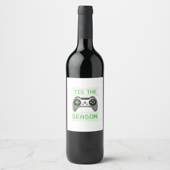 Tis The Season Video Games Christmas Xmas Gamer Wine Label (Front)