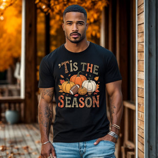 ’TIS THE SEASON Vintage Pumpkins and Football T-Shirt