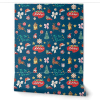 tis the season, watercolor christmas retro blue