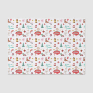 tis the season, watercolor christmas retro cute tissue paper