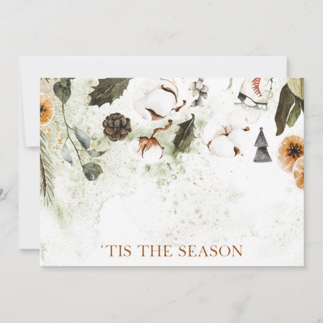 'Tis the Season Watercolor Holiday Card (Front)