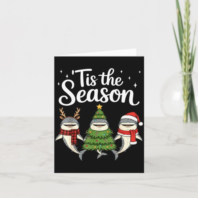 Tis The Season Whale Shark Christmas Santa  Card (Front)