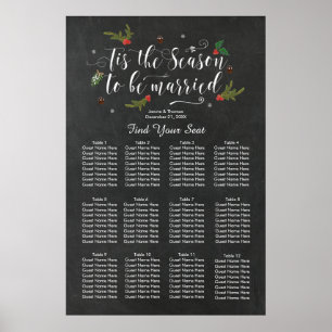 tis the season winter wedding seating chart sign