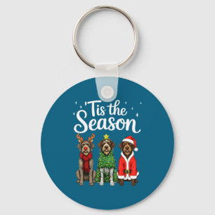 Tis The Season Wirehaired Inting Griffon Santa Dog Key Ring