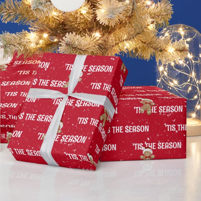 'TIS THE SEASON With Gingerbread Man Wrapping Paper (Holidays)
