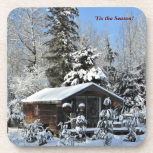 'Tis the Season Wreah Cottage Winter Holidays Coaster