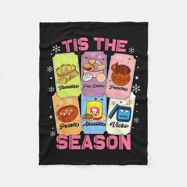 Tis The Season Xmas Card Mexican Christmas Pan Dul Fleece Blanket (Front)