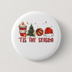 Tis the Season Xmas Christmas Basketball 6 Cm Round Badge