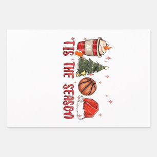 Tis the Season Xmas Christmas Basketball  Wrapping Paper Sheet