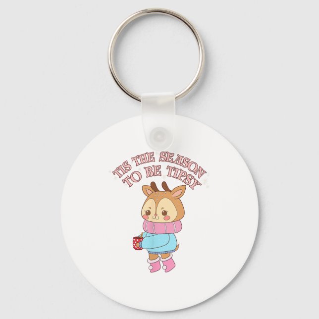Tis The SeasonTo Tipsy - Drinking Christmas Key Ring (Front)