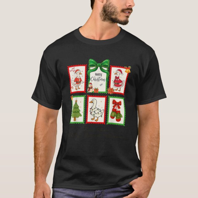 Tis The Silly Goose Season Christmas Stamps Cute G T-Shirt (Front)