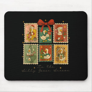 Tis The Silly Goose Season Christmas Stamps Retro  Mouse Mat