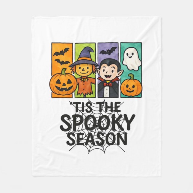 Tis The Spooky Season Halloween Vampire Pumpkin De Fleece Blanket (Front)