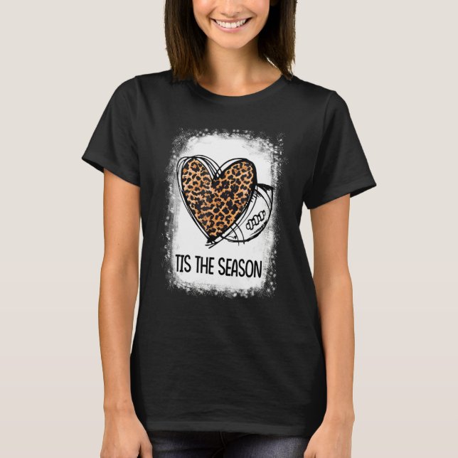 Tis To The Season Leopard Heart Football Season Ga T-Shirt (Front)
