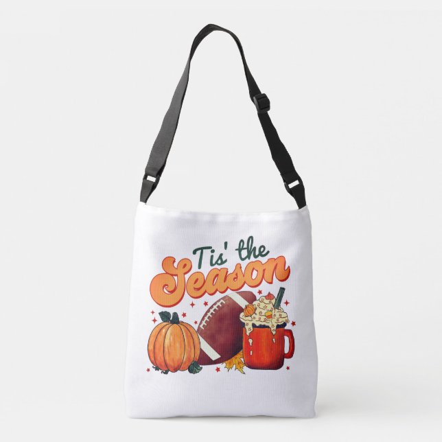 Tiss The Season Autumn Pumpkins and Football Crossbody Bag (Back)