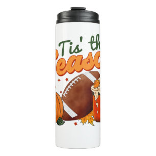 Tiss The Season Autumn Pumpkins and Football Thermal Tumbler