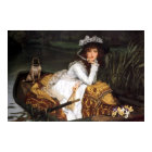 Tissot young lady and pug antique painting