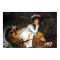 Tissot young lady and pug antique painting