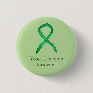 Tissue Donation Green Awareness Ribbon Custom Pins