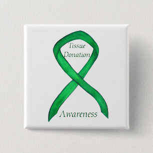 Tissue Donation Green Awareness Ribbon Custom Pins