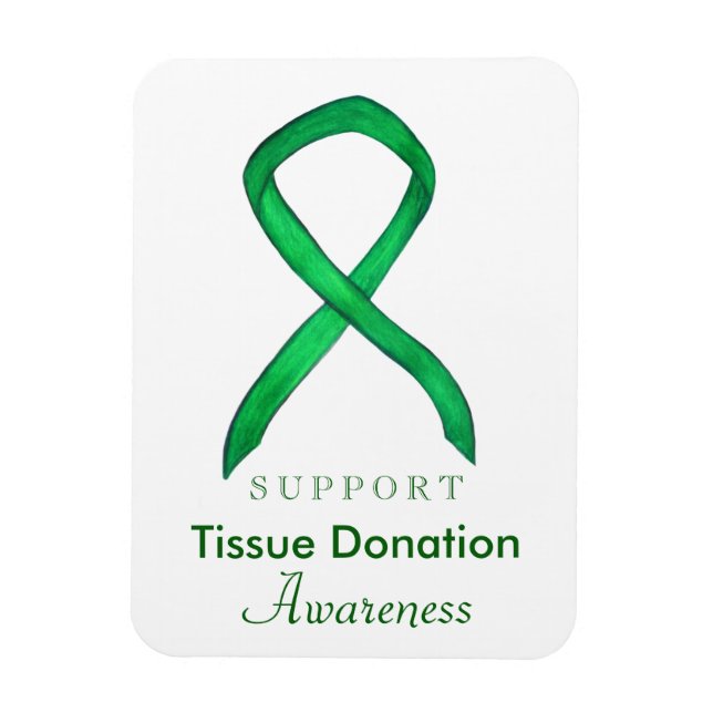 Tissue Donation Green Awareness Ribbon Magnet (Vertical)