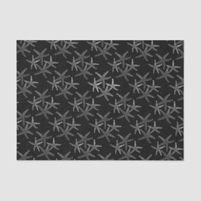 Tissue gift paper  starfish snowflake silver grey (Front)