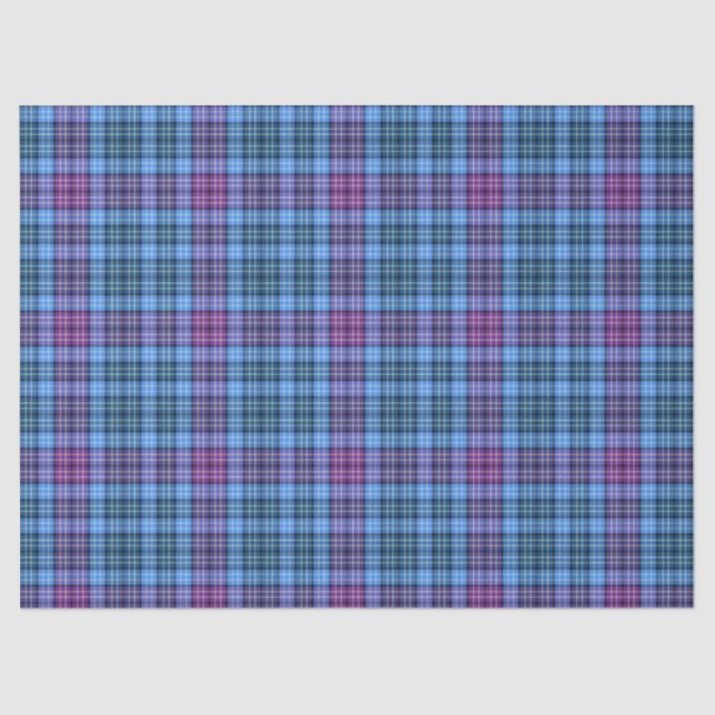 Tissue or Decoupage Paper-Tartan Pink Purple Blue Paper (Front)