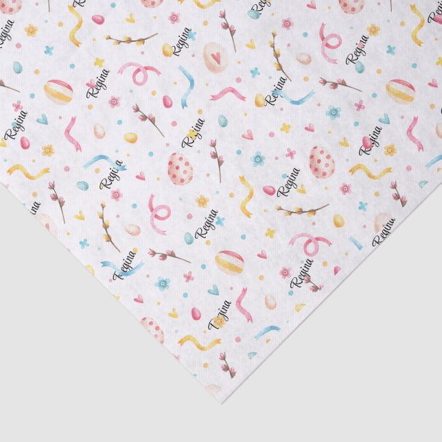 Tissue Paper 3-sheets, Name Easter Spring Pattern (Detail)