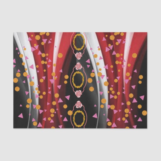 Tissue Paper Abstract Red Black White (Front)