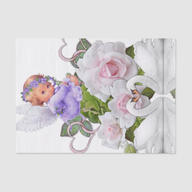 Tissue Paper Angel White Swans (Front)