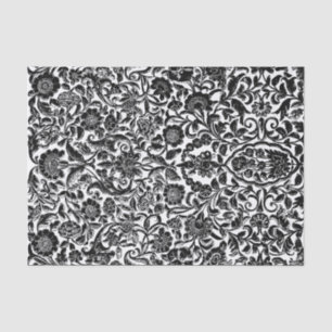 Tissue Paper Antique Floral Decoupage Black White