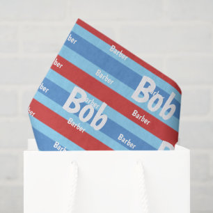 Tissue Paper, Barbershop Barber Red White Blue Paper
