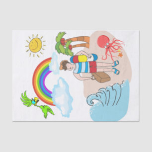 Tissue Paper Beach Fun Octopus Rainbow