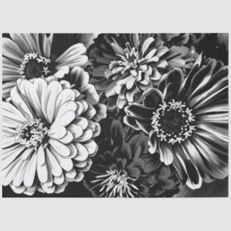 Tissue paper black and white flowers