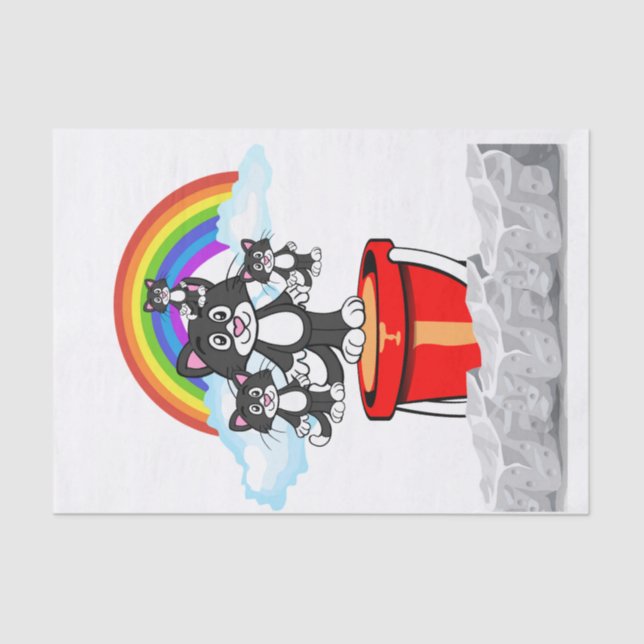 Tissue Paper Black Cats Rainbow (Front)