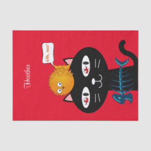 Tissue Paper Black Kitten Cat Fish Fish Bones